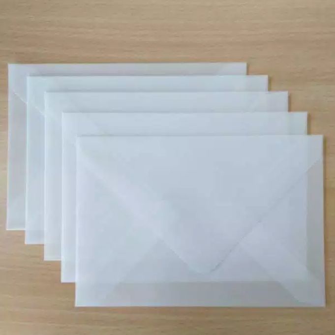 

Menyurat-Surat- Amplop Transparan/Amplop Kalkir/Vellum Envelope A5 (16X22 Cm) -Surat-Menyurat.