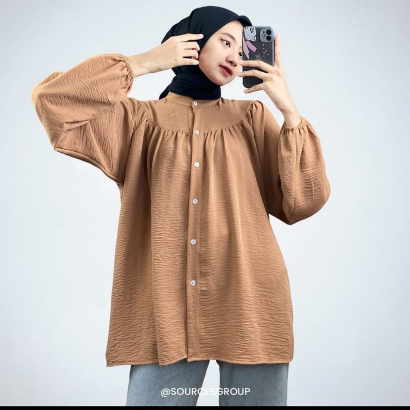RIANA KEMEJA BLOES CRINKLE AIRFLOW OVERSIZE//BLOES AIRFLOW WANITA MASA KINI