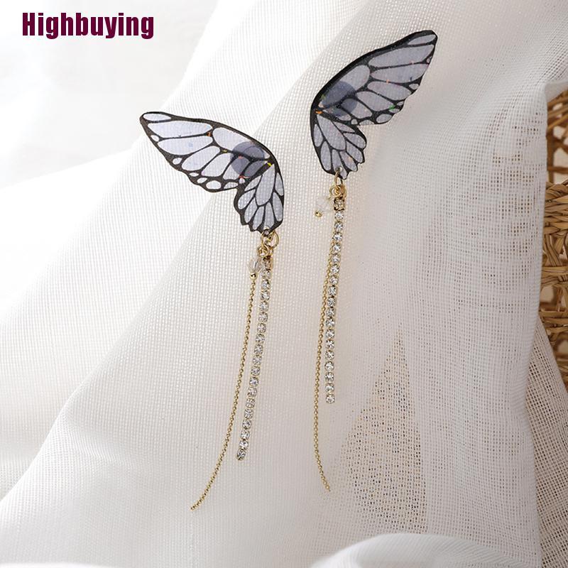 Hbid Anting Gantung Panjang Model Kupu-Kupu Dengan Rumbai Berlian Imitasi Untuk Wanita