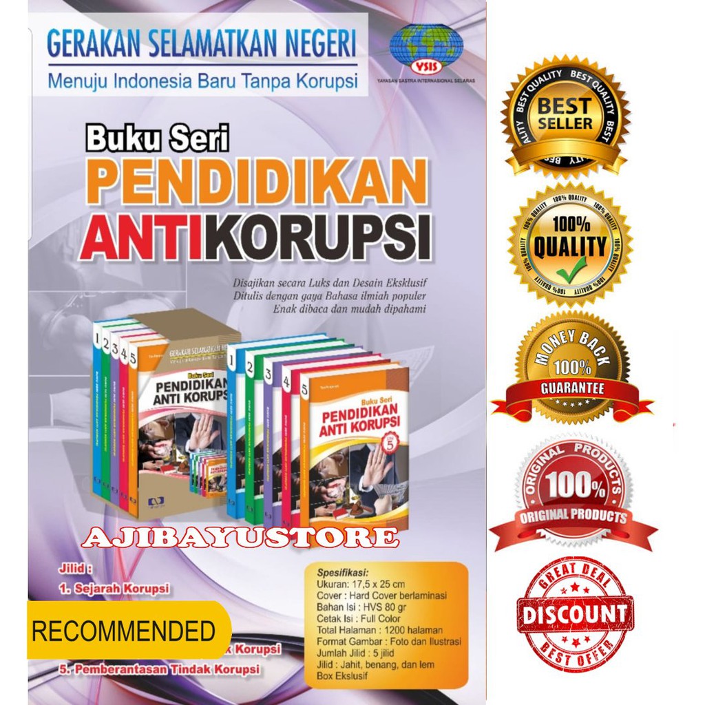 Buku Seri Pendidikan Anti Korupsi Seri Pendidikan Antikorupsi 1 Paket Isi 5 Jilid Buku Shopee Indonesia