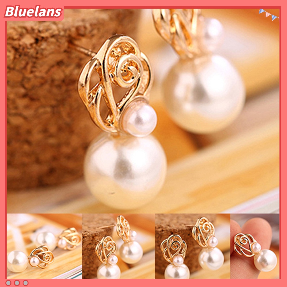 Bluelans Fashion Women Faux Pearl Ear Studs Earrings Wedding Party Bride Ear Jewelry