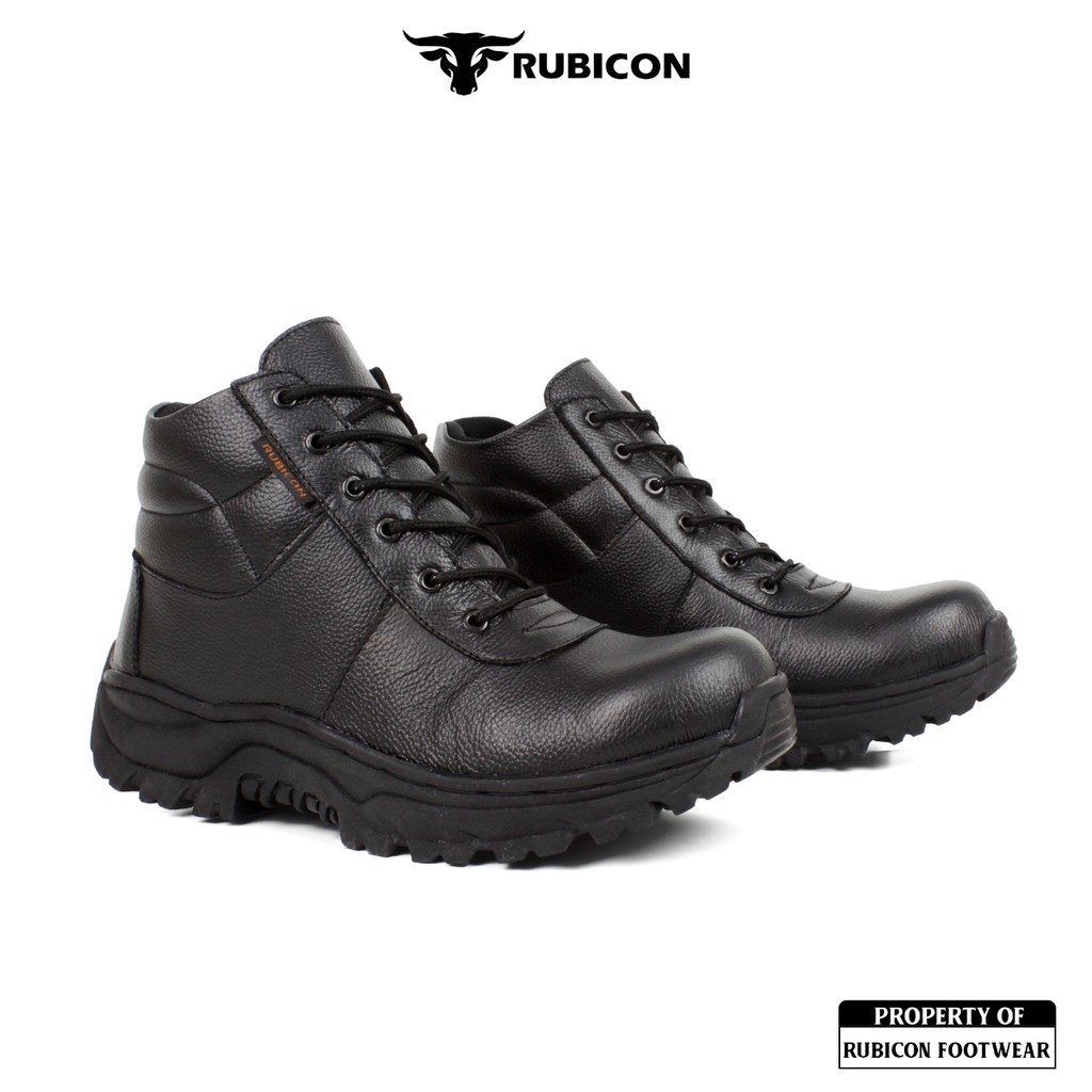 SEPATU SAFETY KULIT ASLI BOOTS TINGGI TRACKING PRIA SAFETY SHOES UJUNG BESI RUBICON BRONTO KERJA