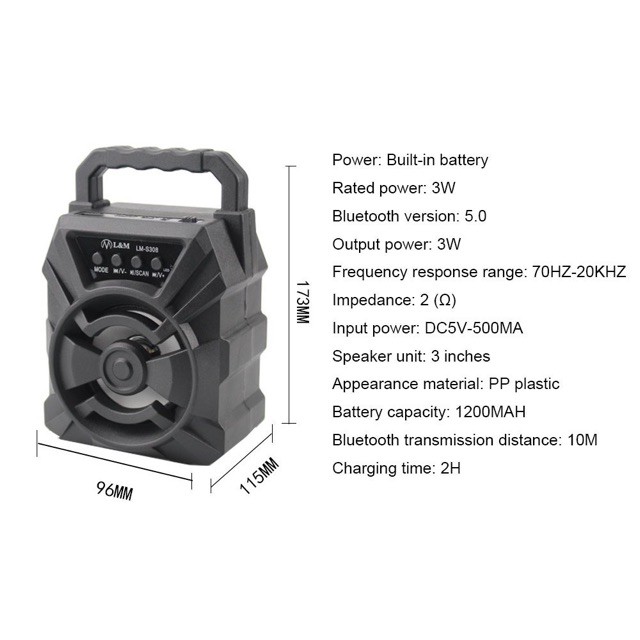 Speaker Bluetooth Portable SX-Y2011 FREE Microphone Karaoke