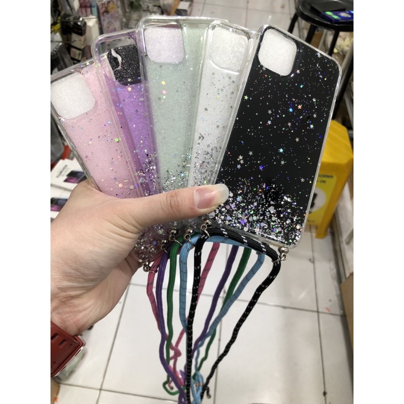 IPHONE 6/6s/6+/6s+/7/7+/SE/8/8+/IPHONE 12 MINI CASE TALI GANTUNGAN NAGITA LANYARD GLITER CASE