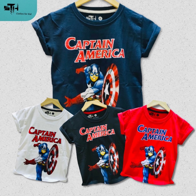 STH 1-10 tahun [ S/M/L/XL/XXL ] Baju Kaos Anak laki laki Cowok PREMIUM DISTRO SUPERHERO Bahan Katun Cotton Combed  - KAPTEN AMERICA [02]