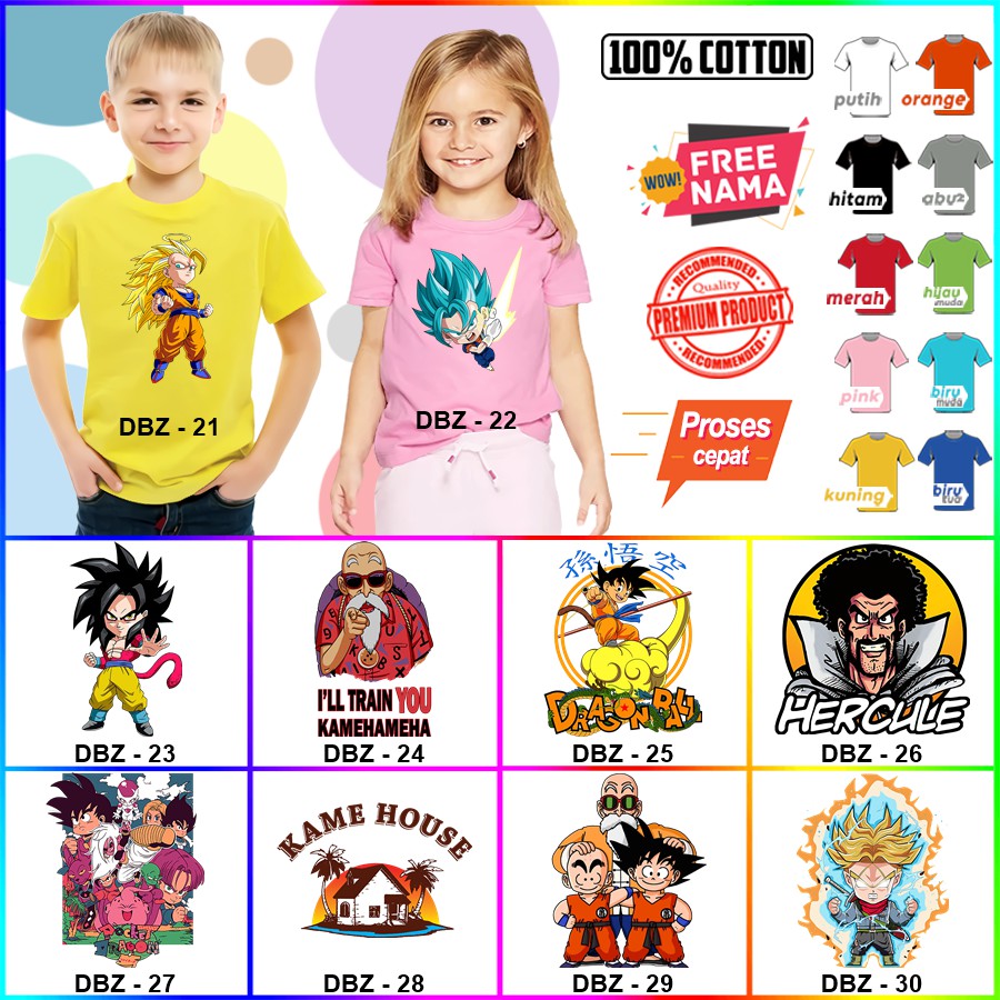 Baju Kaos ANAK DAN DEWASA DRAGON BALL COUPLE (FREE NAMA)