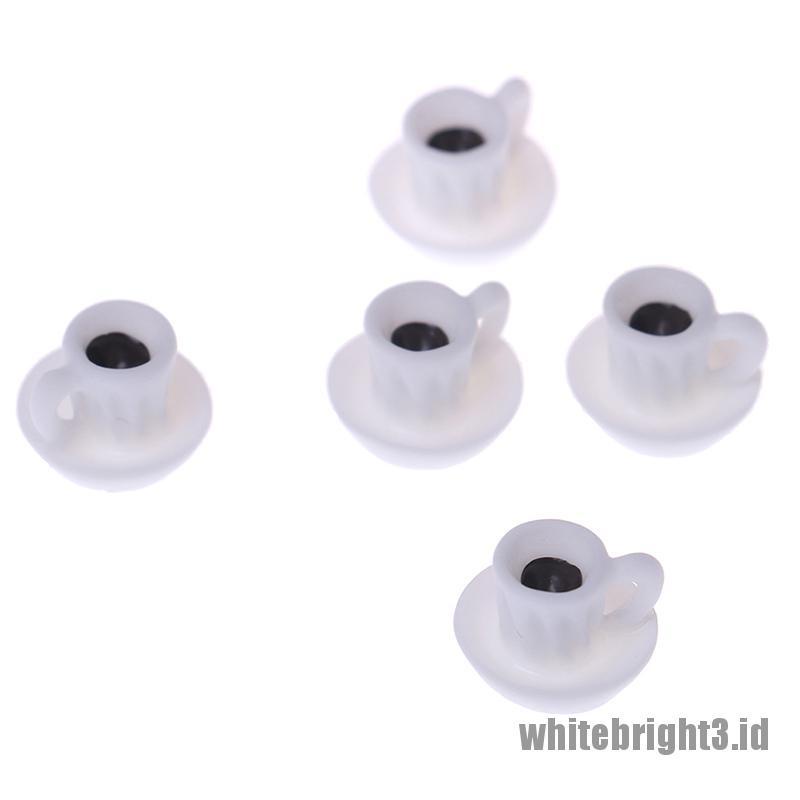 (white3) 5pcs Miniatur Cangkir Kopi Untuk Dekorasi Rumah Boneka