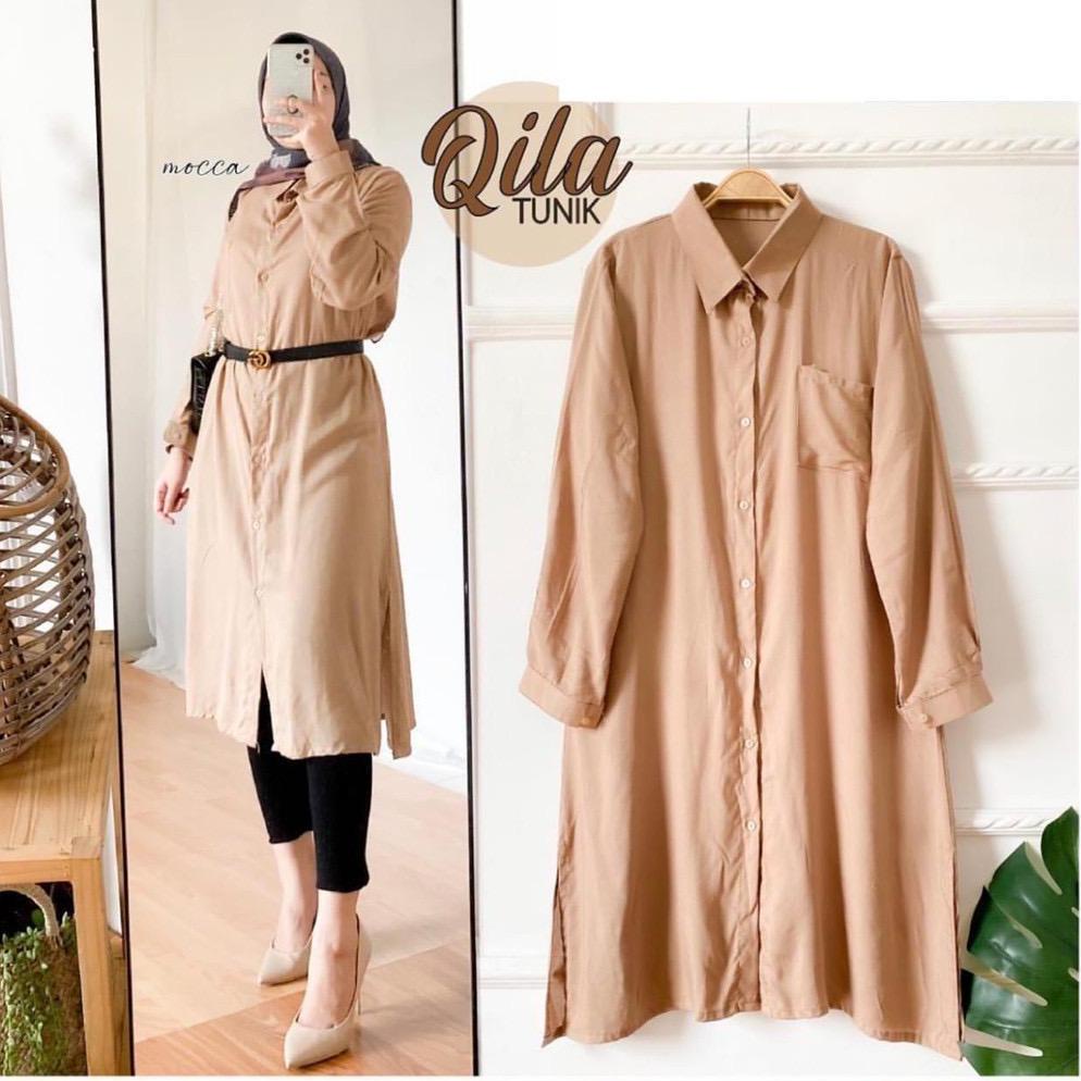 {Ckr31au22ᴹ} (FREE BELT) Qila Tunik Premium / Atasan Tunik Remaja Wanita Busui Wudhu Kekinian