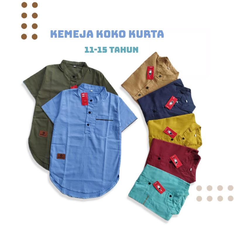 Atasan Baju Muslim Koko Kurta Anak Laki Laki2 Cowok 11 12 13 14 15 Tahun Katun Sigaret