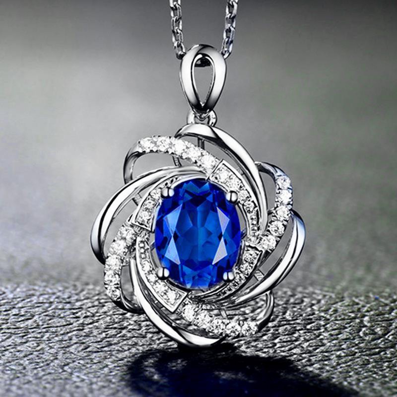 Kalung 925 Sterling Silver Gold 18k Dengan Liontin Bunga Topaz Sapphire Citrine Untuk Pernikahan