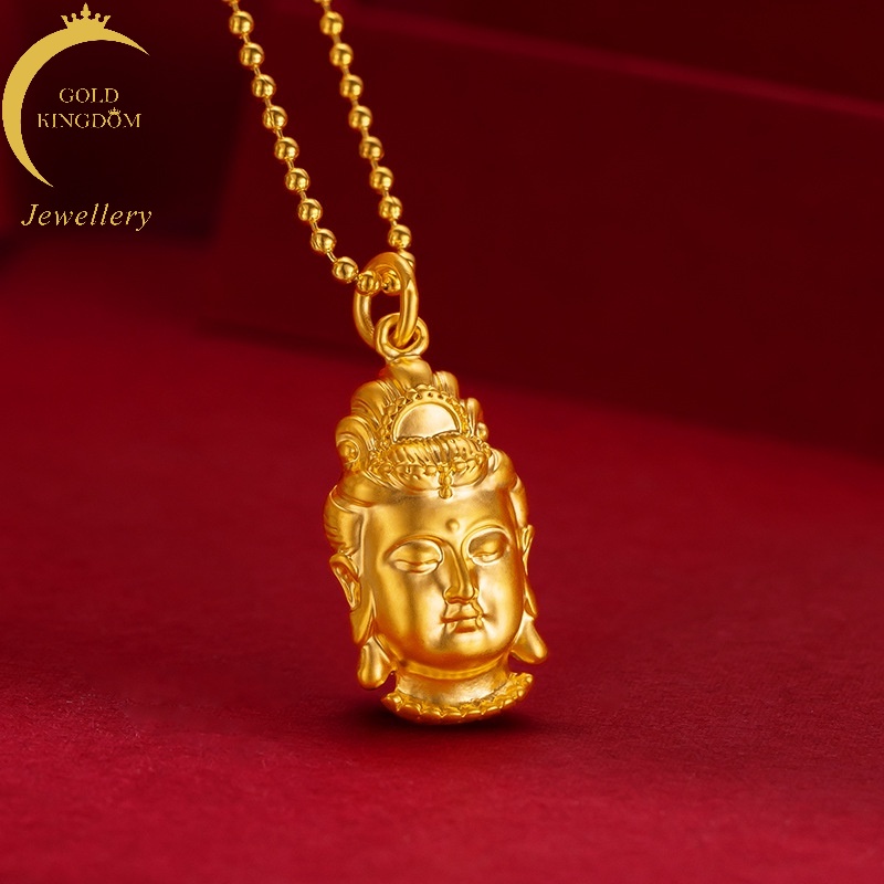 Kalung Emas Emas Asli Kadar 375 Dengan Liontin Guanyin Untuk Wanita