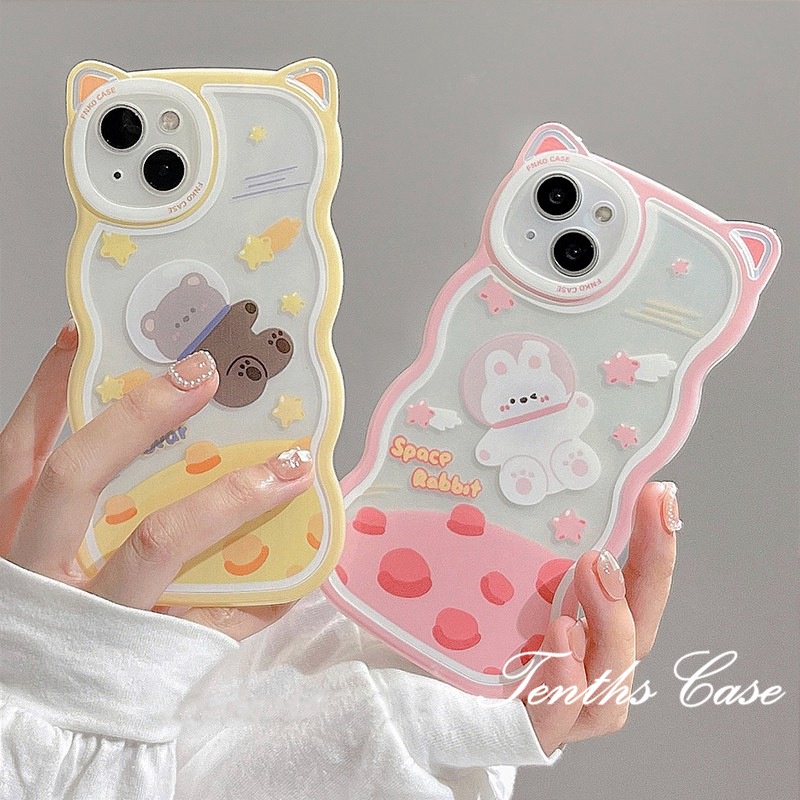 IPhone 14 13 12 11 Pro Max X XR Xs Max 8 7 6 6s Plus SE 2020 Soft Case Desain Kartun Telinga Kucing Beruang Untuk