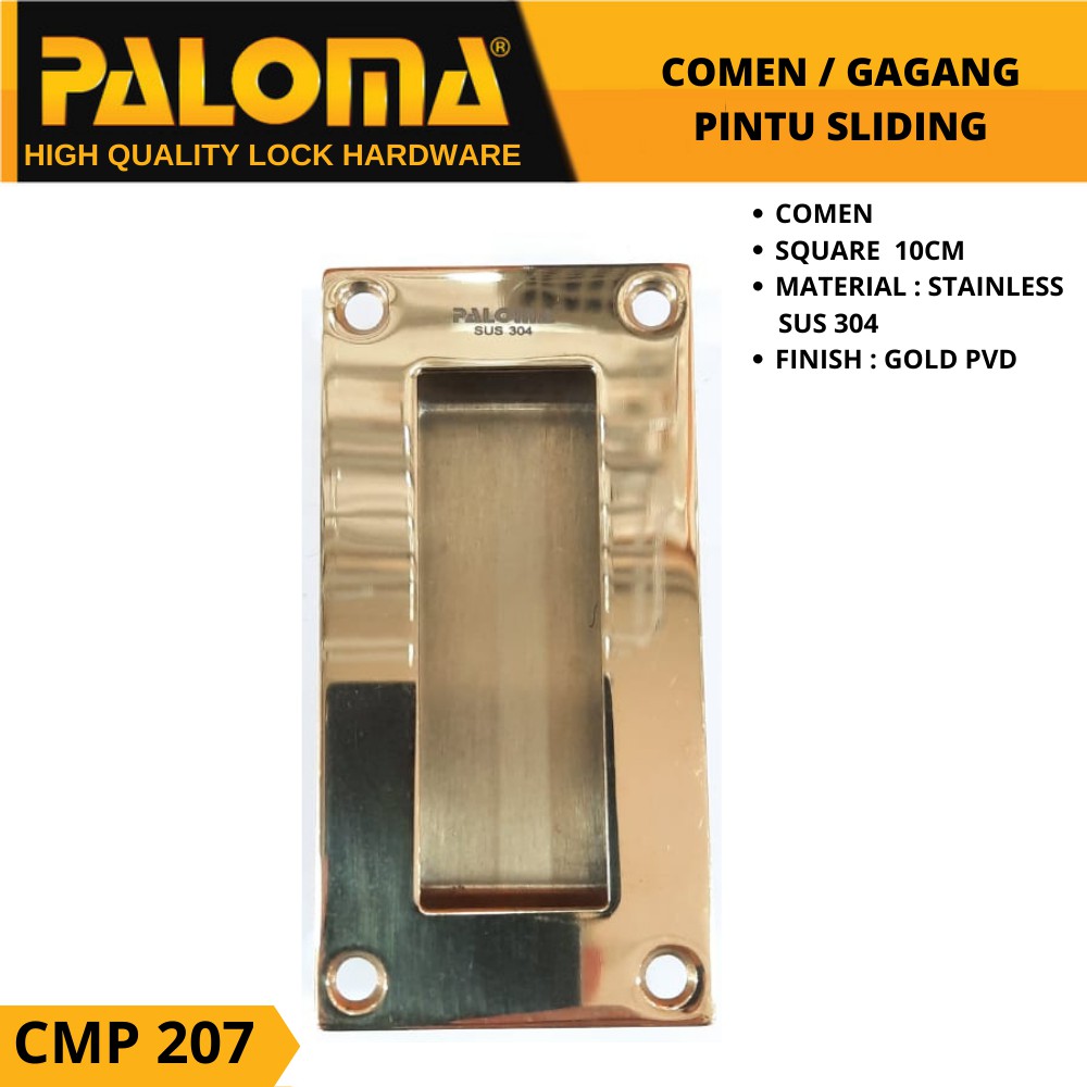 PALOMA CMP 207 COMEN GAGANG PINTU SLIDING SQUARE 10CM GOLD PVD