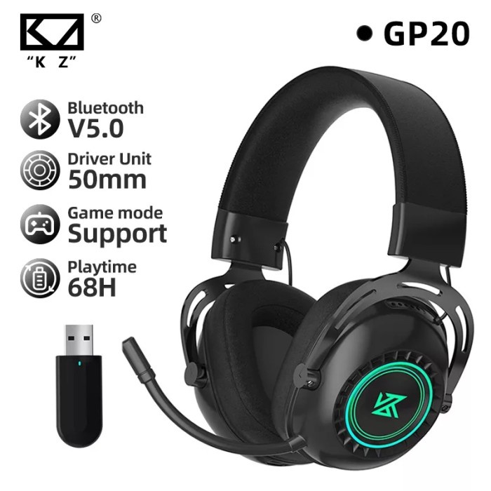 KZ GP20 Headphone 2.4 Wireless Gaming Headset Bluetooth 5.0 RGB Light