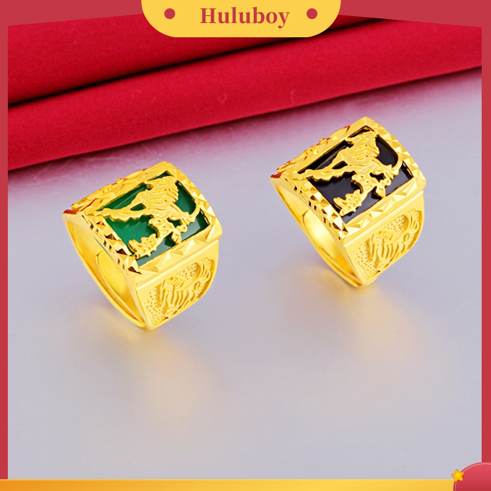 Hu Hu Hu Hu Hu Alat Bantu Pasang Kacamata♡ Cincin Open Ring Lebar Motif Ukir Kuda Lapis Emas Untuk Pria