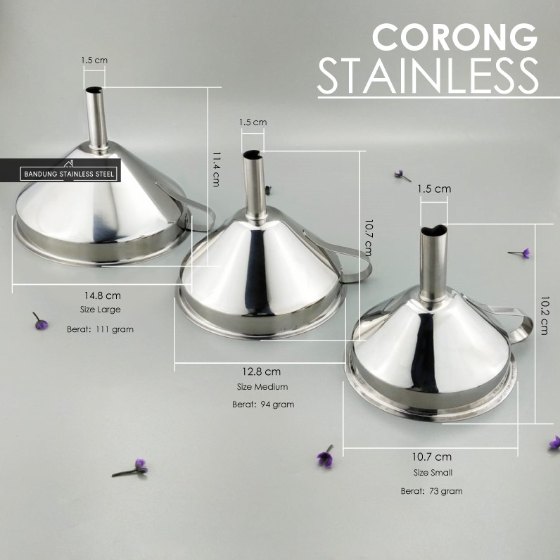 Corong Stainless dengan gagang serbaguna tuang minyak garam kecap jus pipa bentuk hati