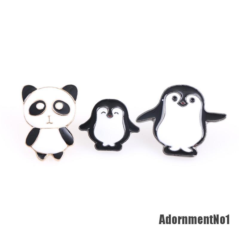 1pc Bros Pin Enamel Desain Kartun Panda Penguin