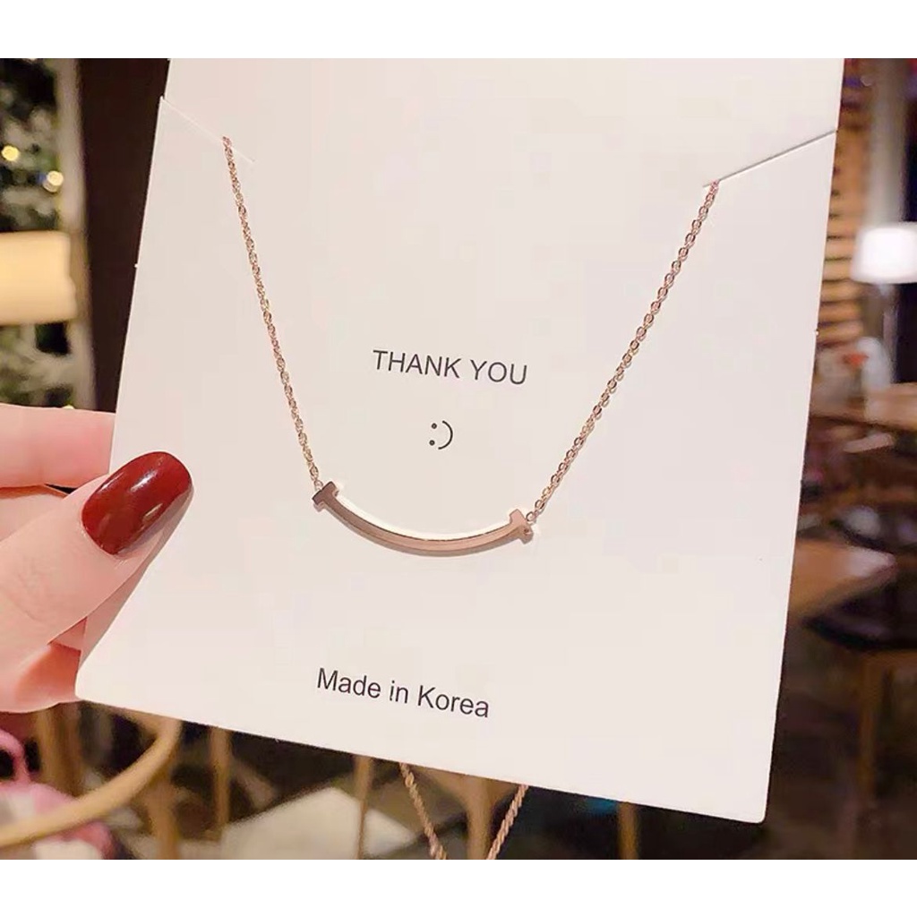 KALUNG RANTAI GAYA FASHION KOREA HIP HOP TITANIUM ROSE GOLD POLOS FLAT IMPOR