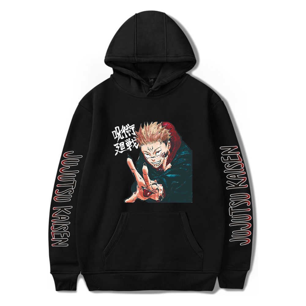 Jaket Sweater Anime Jujutsu kaisen Kanji Logo Itadori Yuji Satoru Gojo Hoodie Premium