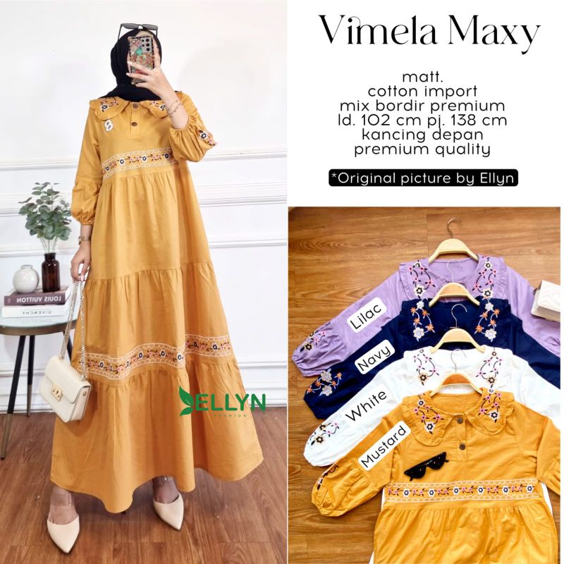 Vimella Gamis Wanita Lengan Panjang Kekinian Terbaru 2022 by Ellyns gamis terbaru gamis hitam gamis 