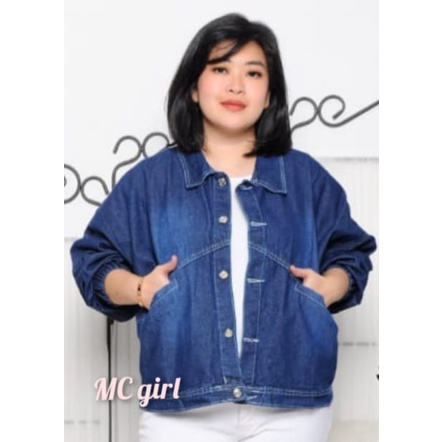 MC girl - Jaket Jeans Oversize Tangan Karet Wanita / Jacket Denim Over Size Jumbo / Jaket Lepis Super Jumbo / Vintage Baggy Oversized Denim Jacket / All Size