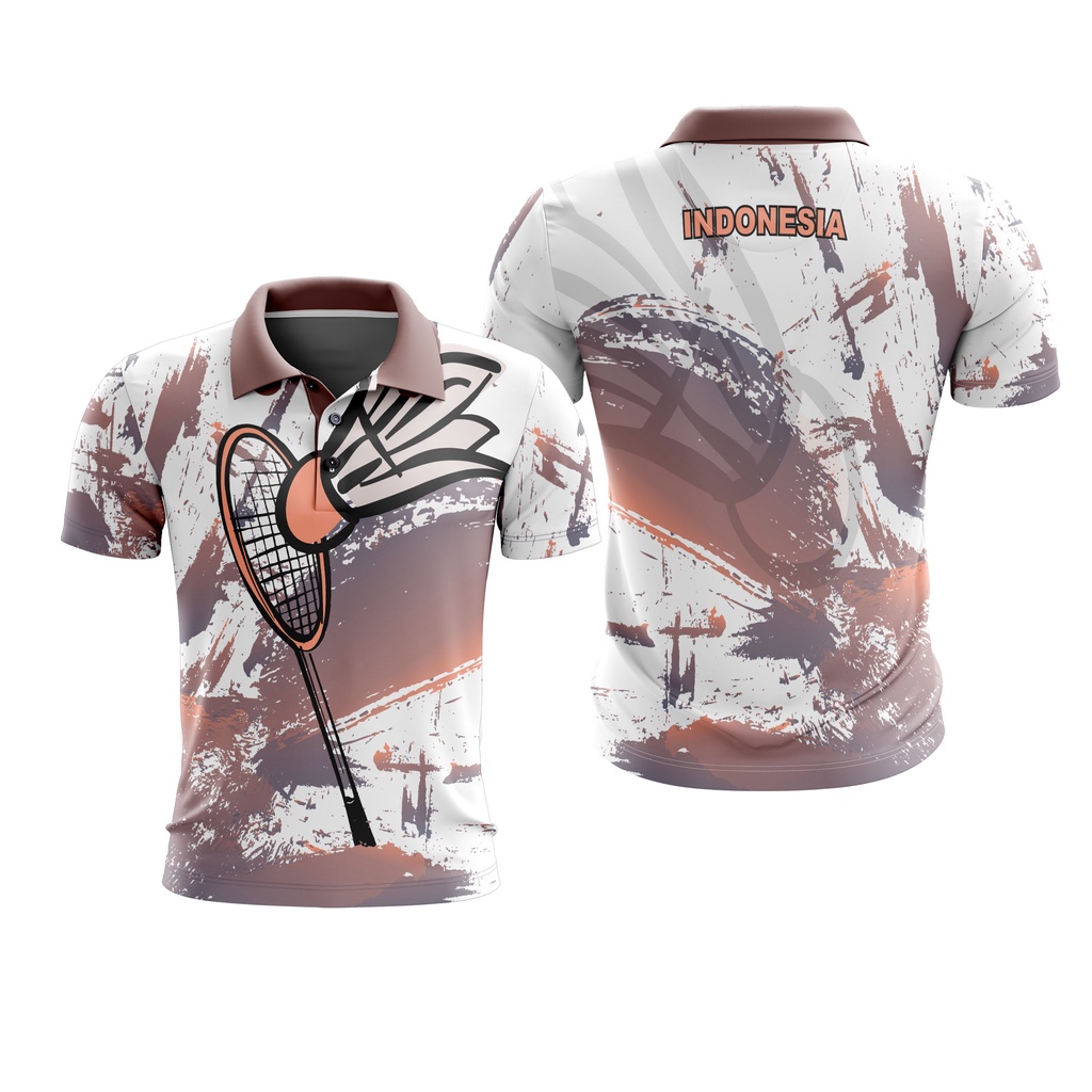 Baju Kaos New Jersey Badminton Polo Free Custom Name + Nomor Full Printing Dewasa Pria Wanita 08