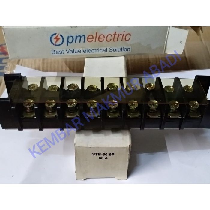 Terminal Blok 60 A 9pole / STB60-9P merk PM / Isolator 60Ampere 9 pole / Terminal Block PM 9P 60A