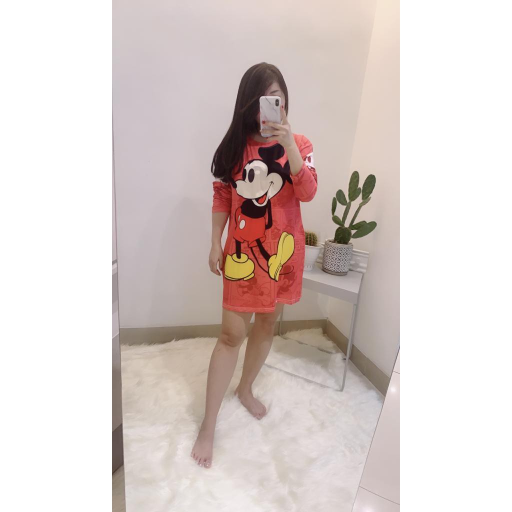 KAOS JUMBO WANITA KAOS LENGAN PANJANG MICKEY LONG KAOS DISNEY KAOS CEWEK MURAH KAOS IMPORT