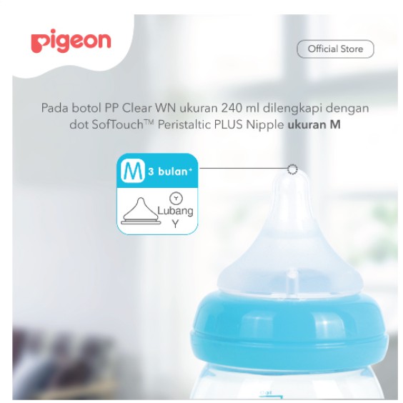 Pigeon Botol Susu PP Clear Wide Neck 240ml - Botol Susu Bayi