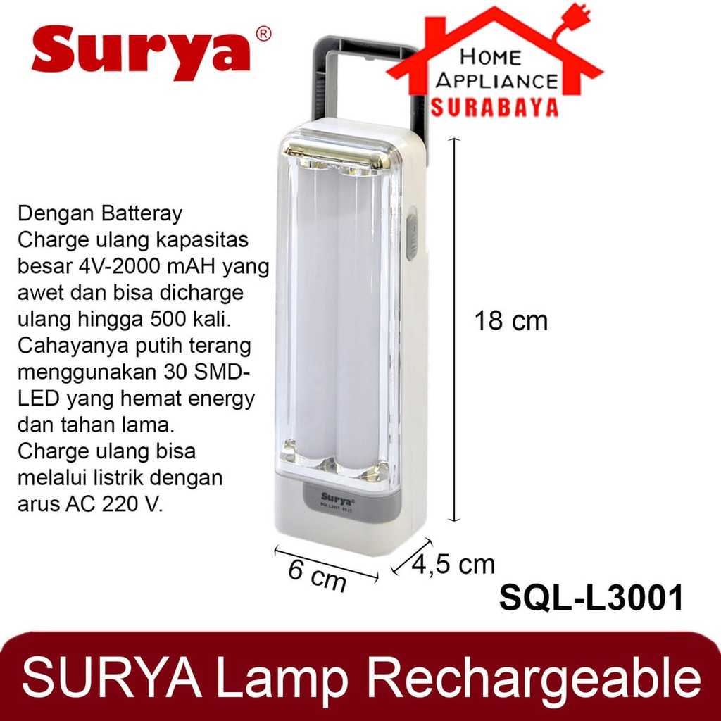 Lampu Darurat - Emergency Lamp Senter Portable Surya 30 SMD LED SQL L3001 / SQL L 3001