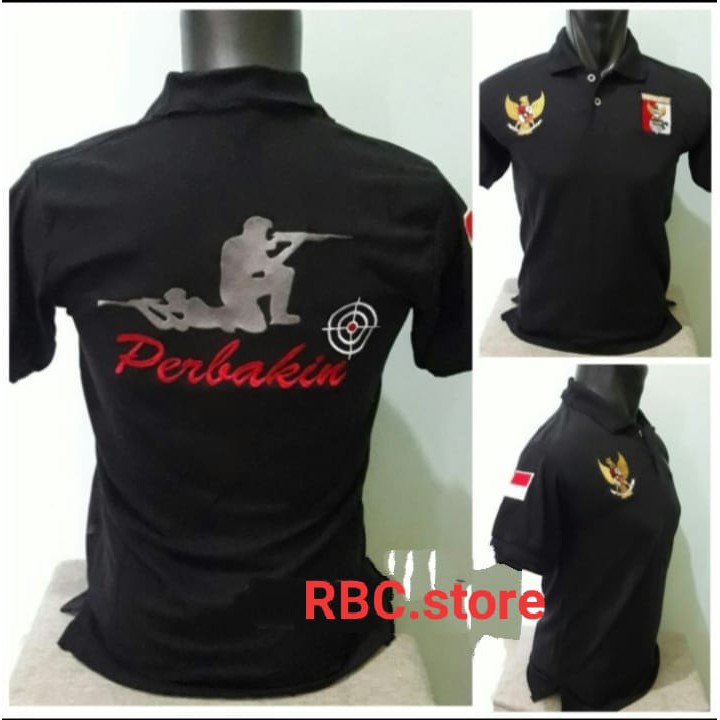 KAOS POLO PERBAKIN GARUDA LENGAN PENDEK HITAM FULL BORDIR