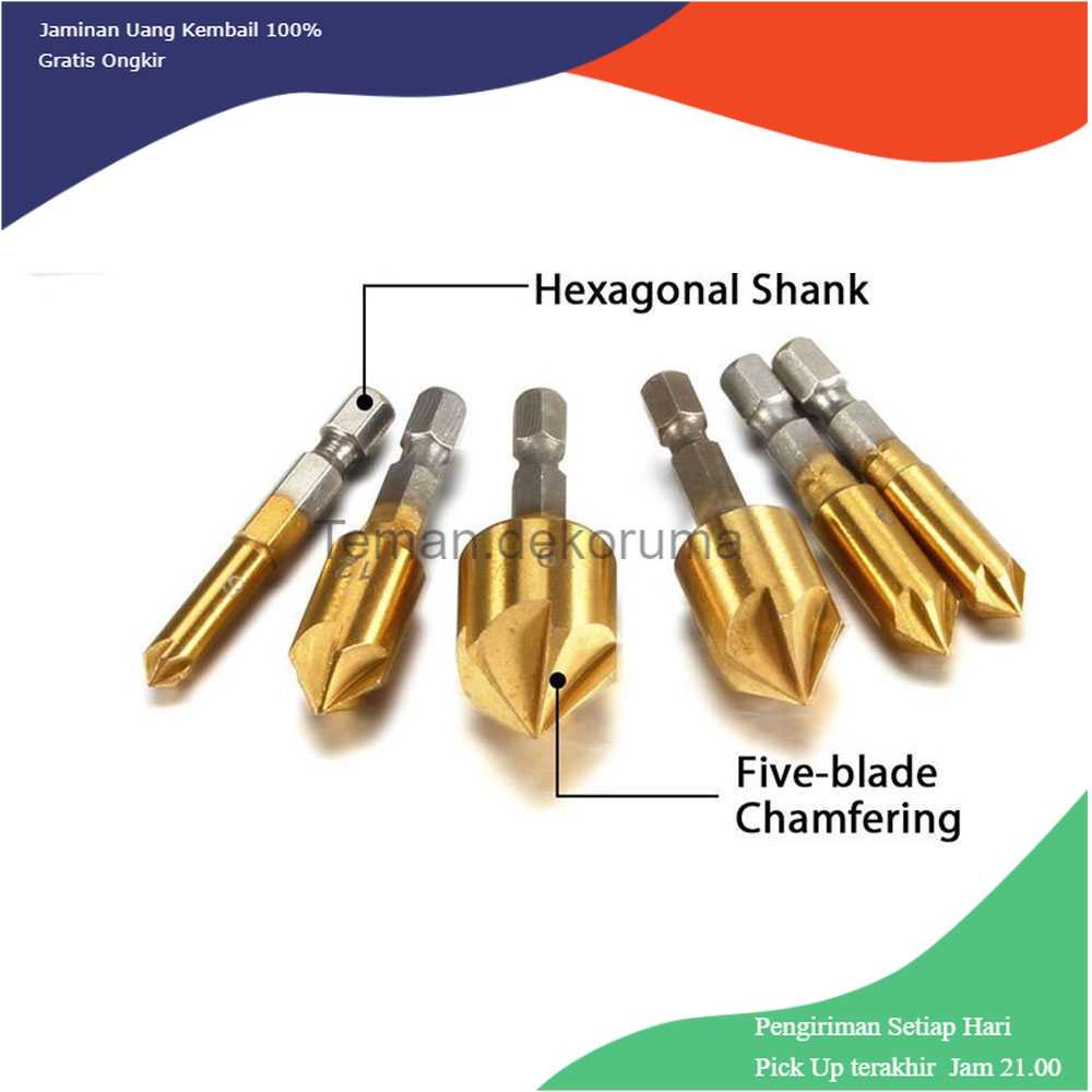 TD-DFA Xzante Mata Bor Drill Bit Countersink Metal Brass 6-19mm 6 PCS - BT3