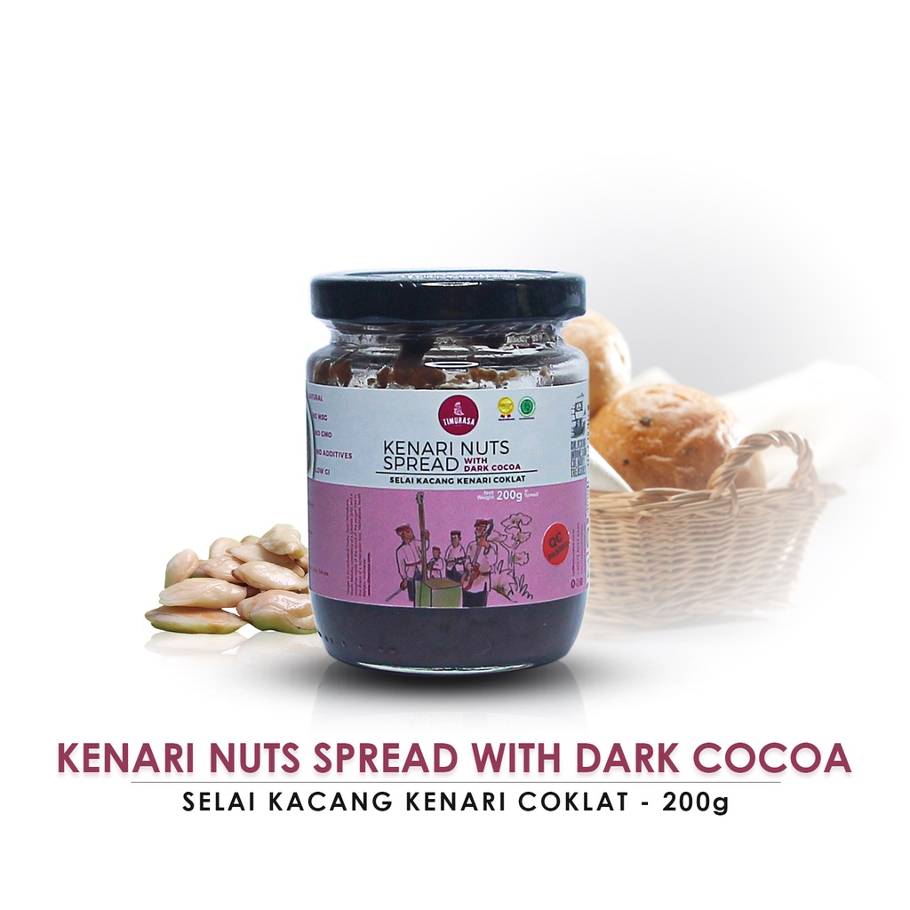 Selai Cokelat Kacang Kenari Premium Asli Timurasa - Kenari Nut Spread Dark Cocoa 200g Super Food Premium