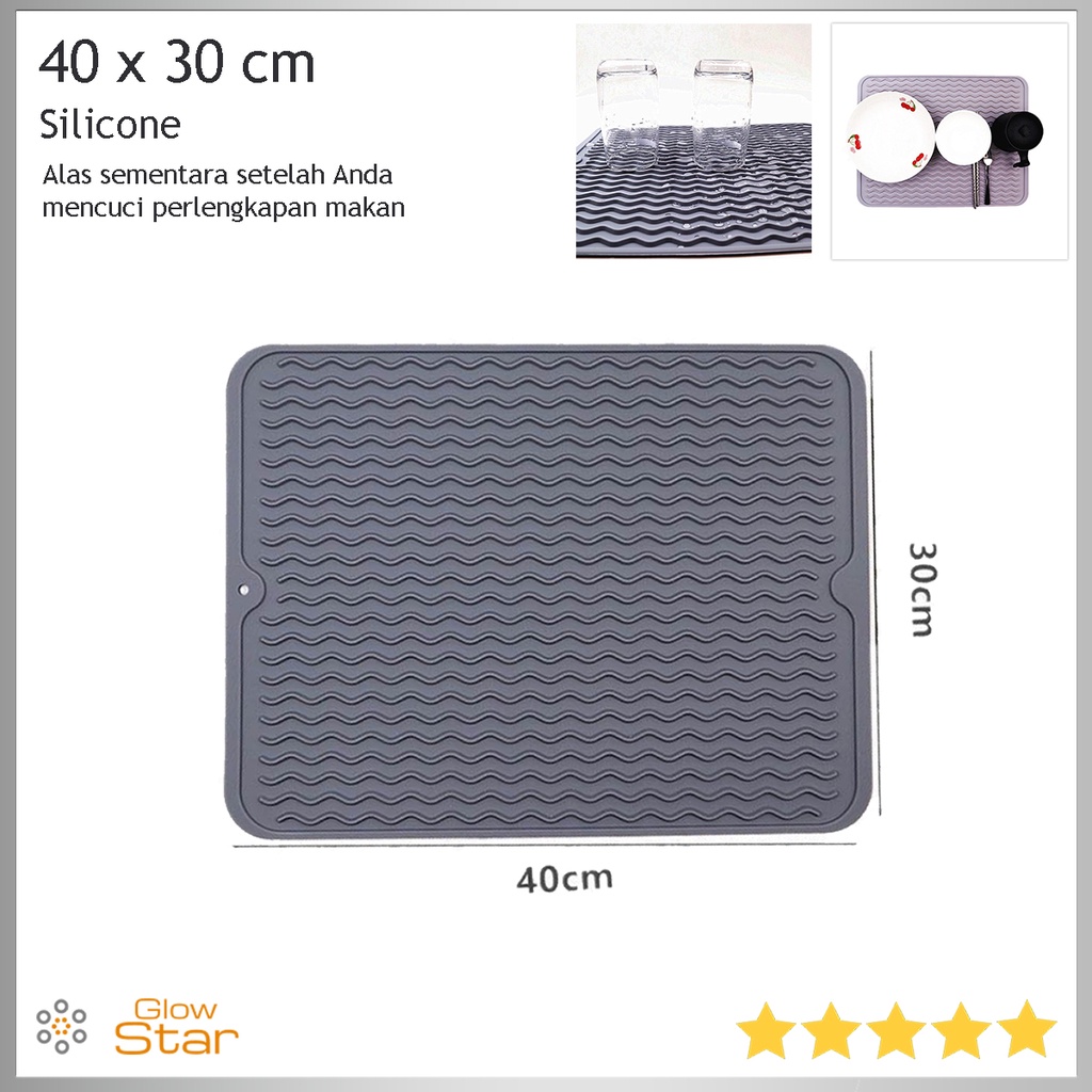 Wadah Alas Cuci Drain Mat Alat Pengering Cuci Piring Gelas Silicone Tebal