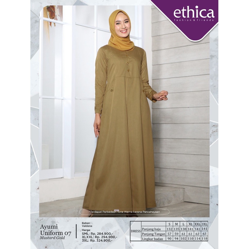 GAMIS SERAGAM TERBARU ETHICA AYUMI UNIFORM 07 MUSTARD GOLD