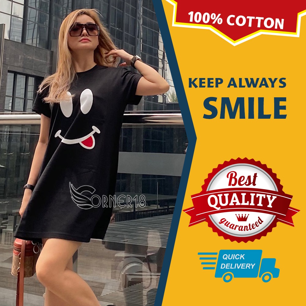 Daster Kaos Murah Meriah Bahan Adem Katun Lembut Smile