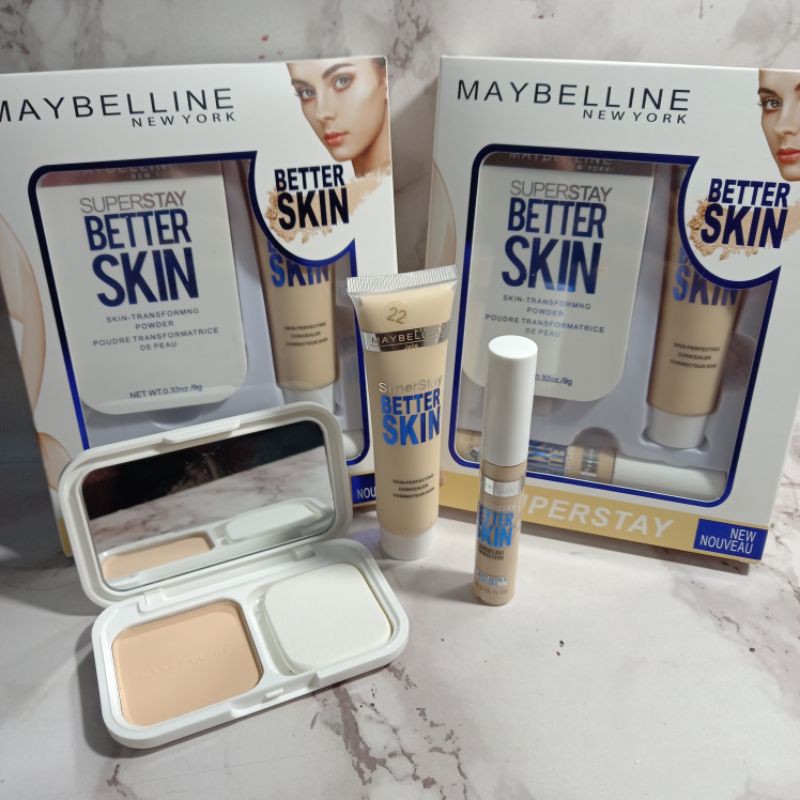 TERMURAH  1PAKET MAKE UP MAYBELLINE 3IN1 SUPER STAY 24H | BETTER SKIN NO.3359