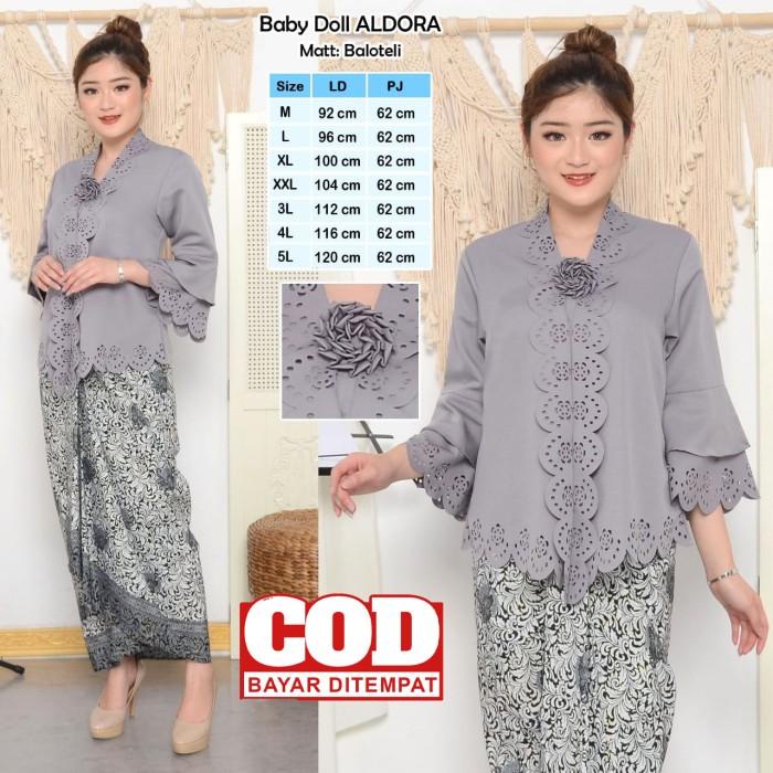 Atasan Kebaya Encim Modern Warna Abu Jumbo|Kebaya Wisuda Elegan Mewah 074