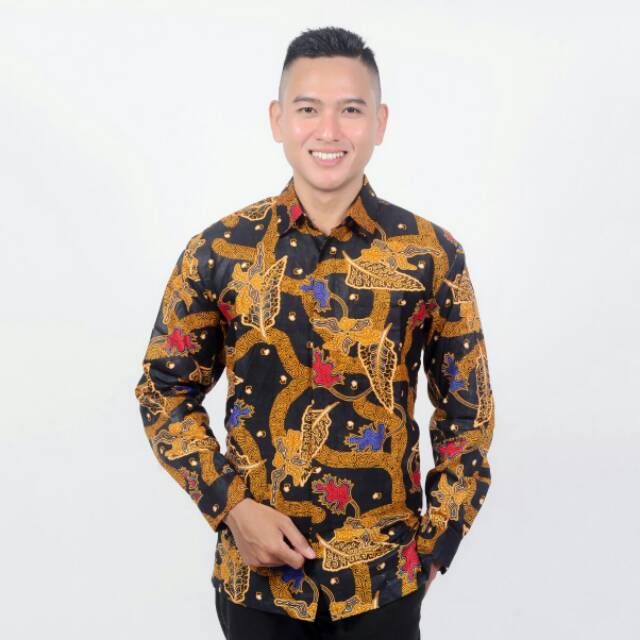 KEMEJA BATIK LENGAN PANJANG MOTIF DAUN CLASIK