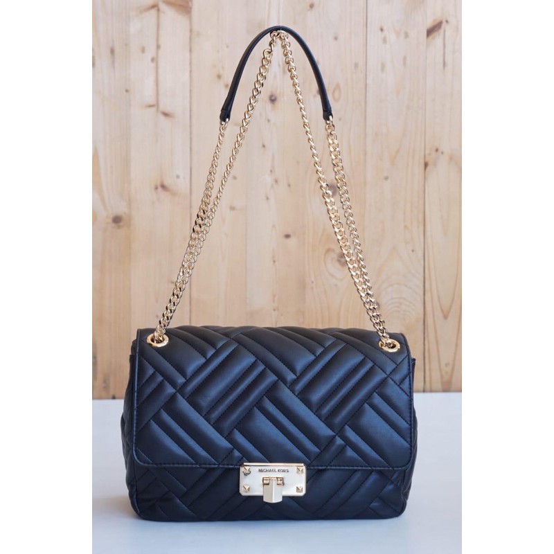 peyton large shoulder flap vegan faux leather black