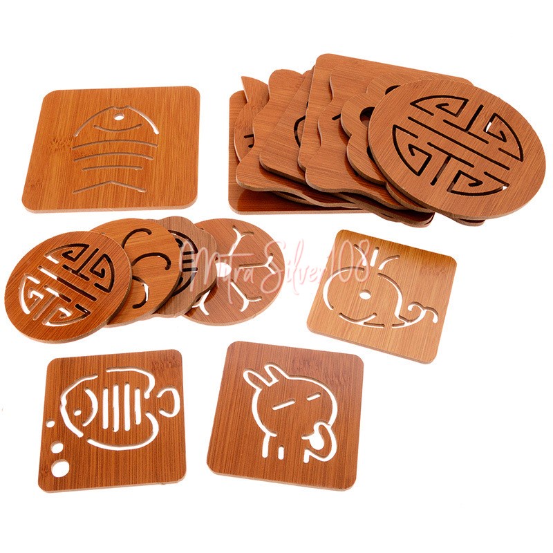 [MS108] PR 26 ❤READY STOCK❤  Tatakan Piring / Gelas / Panci Bahan Kayu Karakter / Tatakan Tahan Panas Dingi