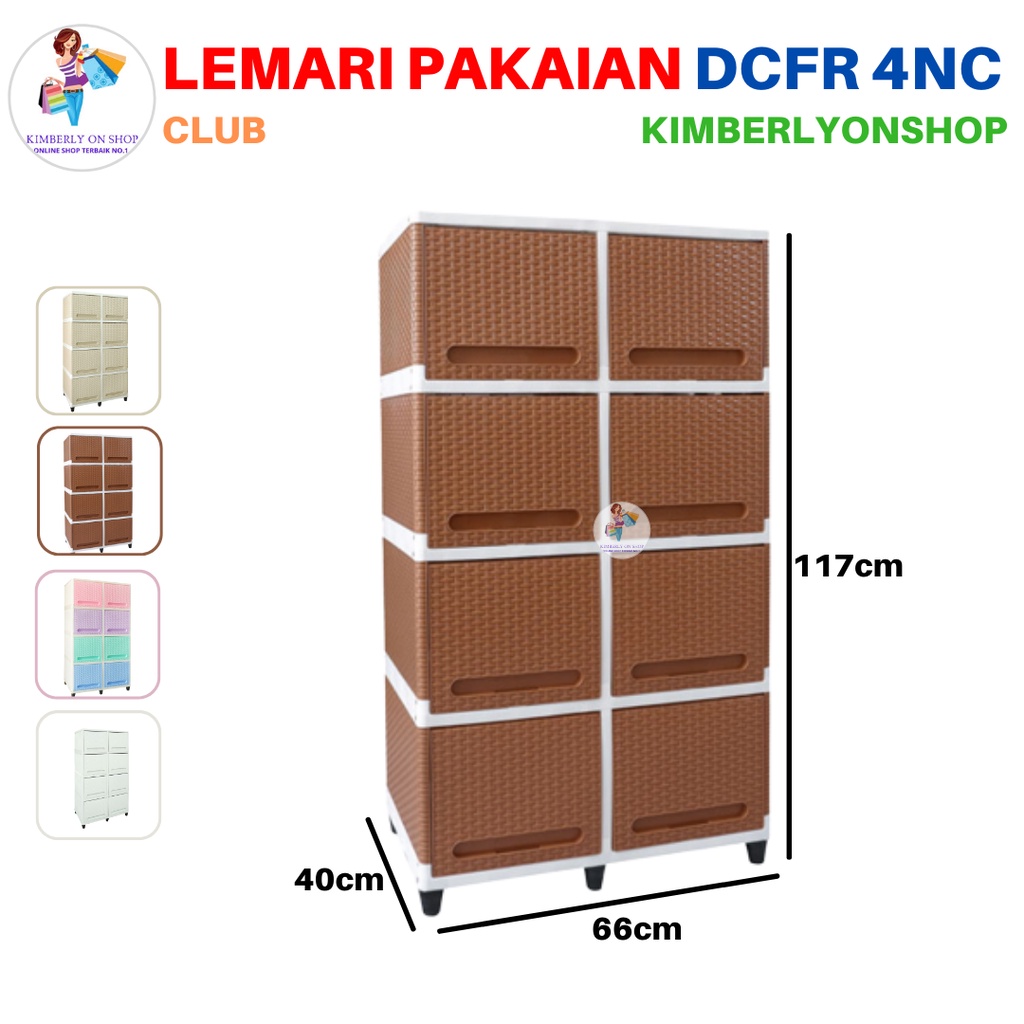 Lemari Pakaian Plastik Laci Clip Flip Double Susun 4 DCFR 4 Club