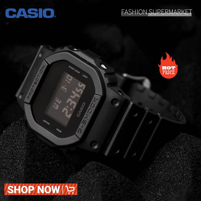 100% Original Casio Jam Tangan Pria CASIO G-SHOCK Jam Tangan Retro DW-5600BB-1/HR-1/E-7 Jam Tangan P