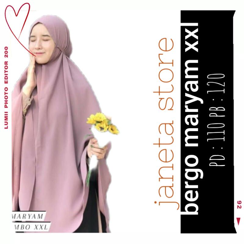 ( dm xxl ) bergo maryam super jumbo xxl hijab syar'i simpel non pet tali-1