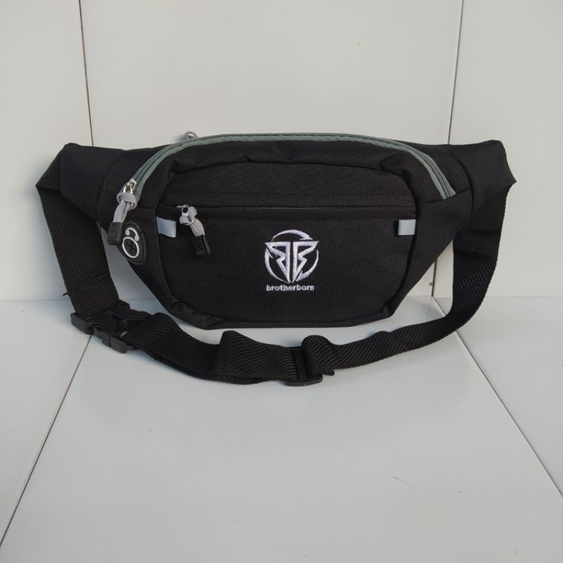 Tas Waistbag pria brotherborn logo bordir