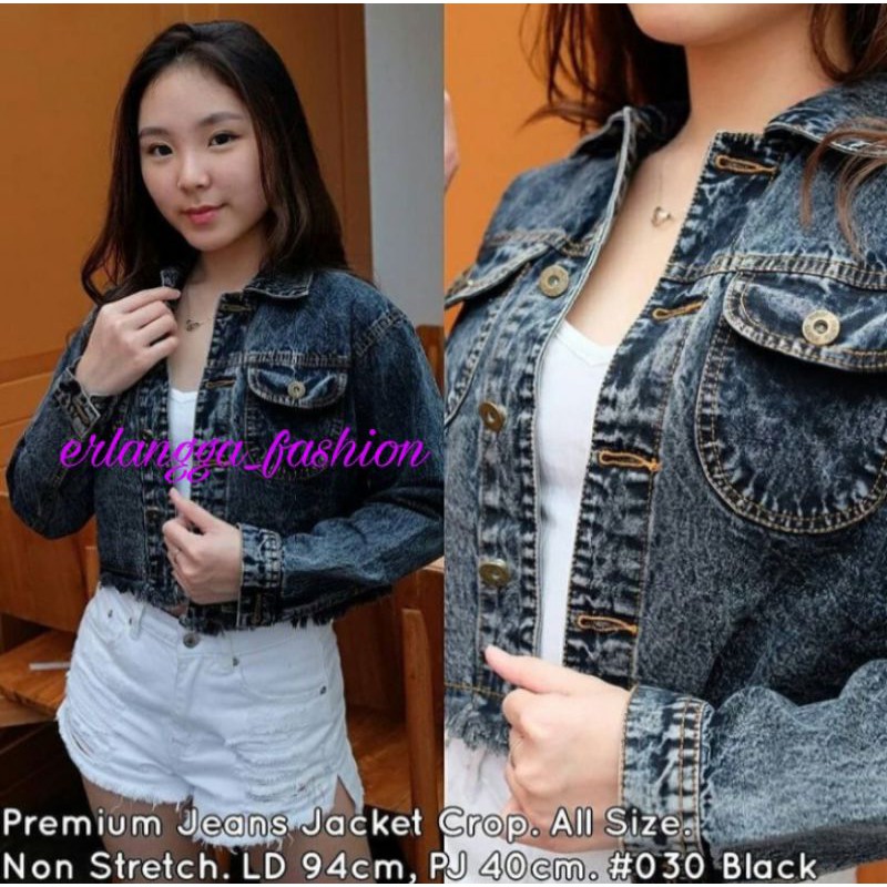 JACKET WANITA CROP JEANS SNOWBLACK RAWIS JAKET DENIM CROP CEWEK CEWE TERBARU LEPIS-3