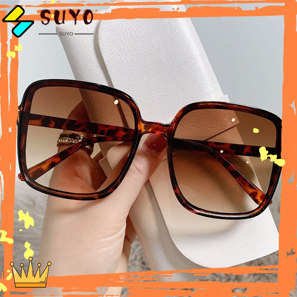 Suyo Kacamata Hitam Oversize Gaya Vintage Untuk Pria / Wanita