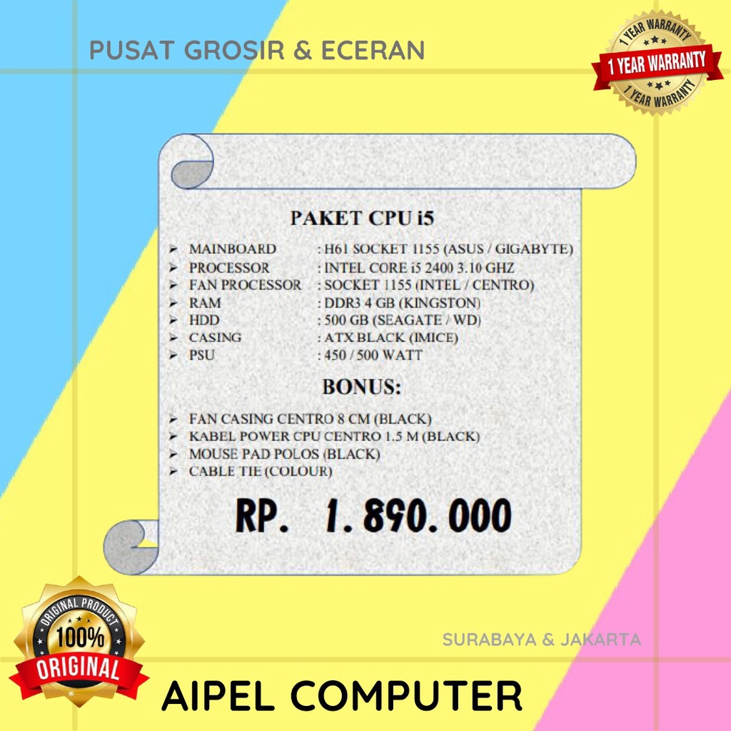 PAKET CPU CORE I5 (1155/H61)