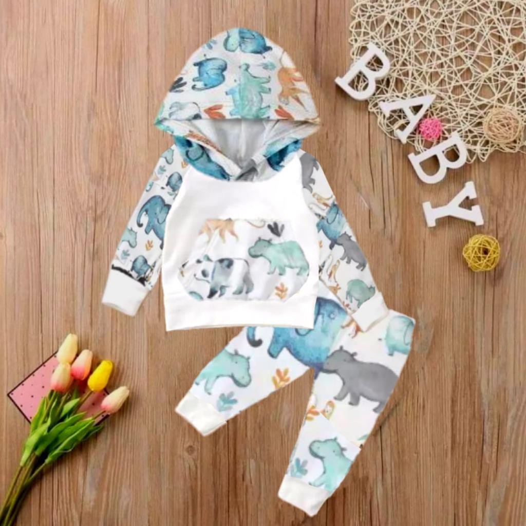 SETELAN HOODIE ANAK BAJU ANAK HOODIE ANAK MOTIF ANIMAL 1-5 TAHUN  SETELAN SWEATER HOODIE ANAK UNISEX