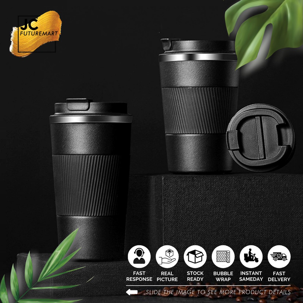 TUMBLER KOPI 380ML - RUBBER GRIP STAINLESS STEEL VACUUM MUGS